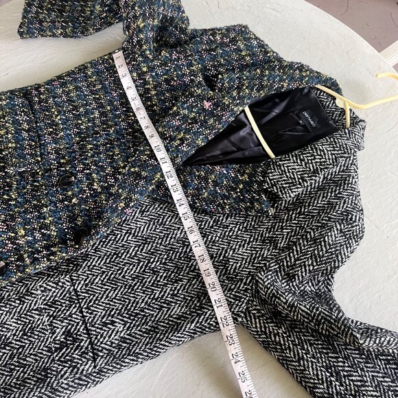 Driftwood Herringbone Tweed Wool Multi Mixed Print Boxy Blazer Size XL - Picture 8 of 10